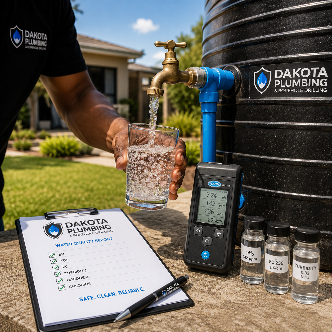 Water quality monitoring equipment at a residential property