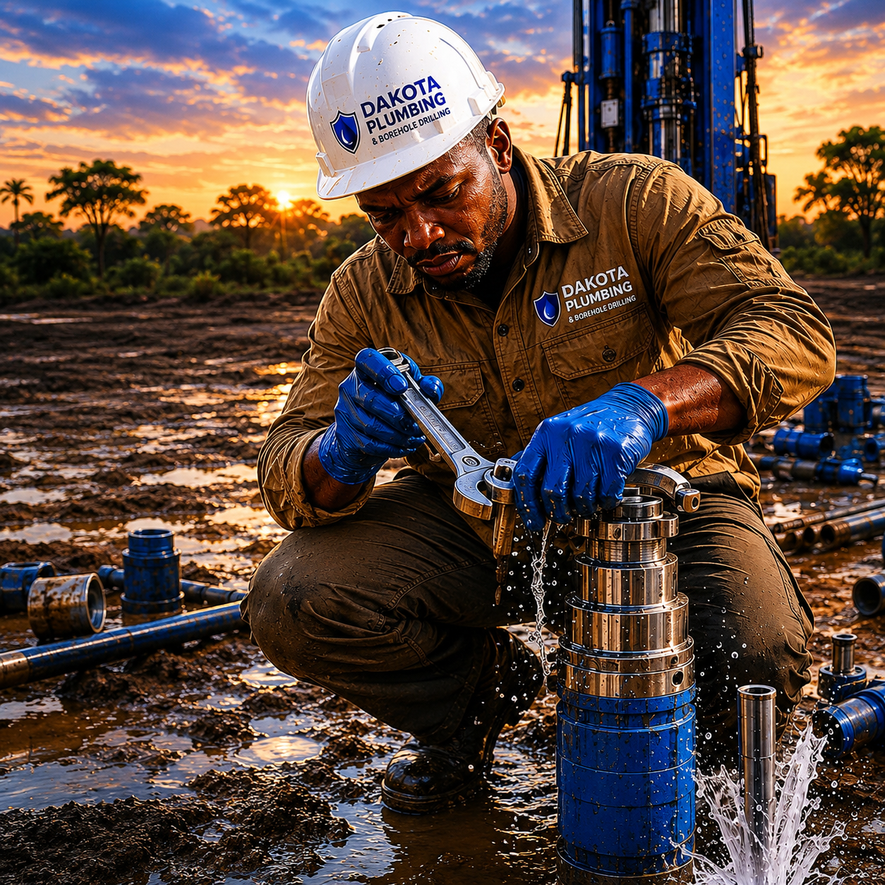 Dakota technician commissioning a borehole pump installation